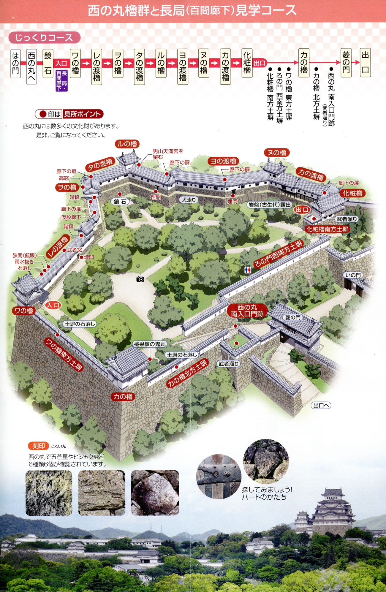 姫路城 西ノ丸櫓群と長局　見学コース図