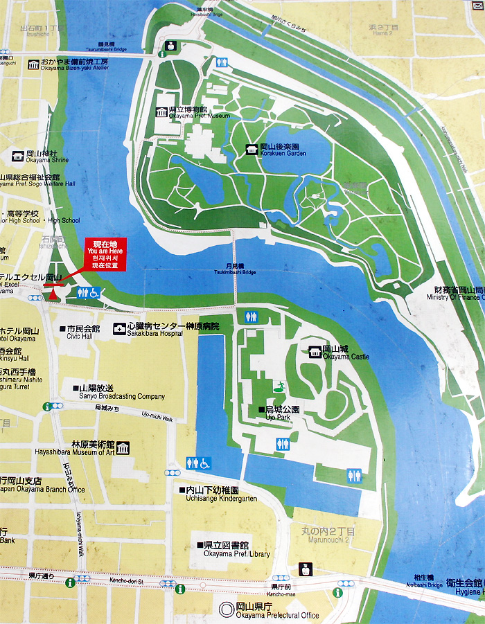岡山城付近の地図