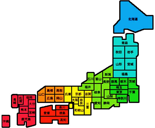 日本地図　都道府県